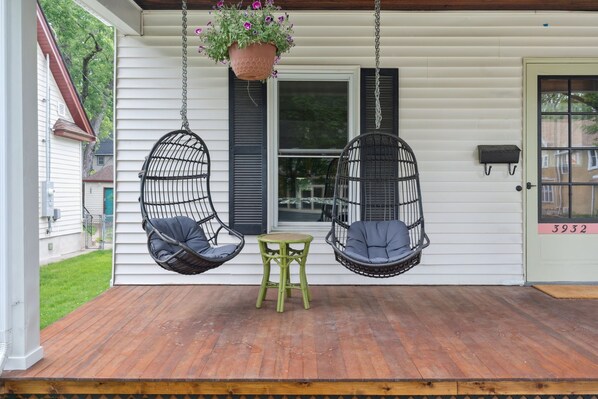 Floating chairs on the front porch