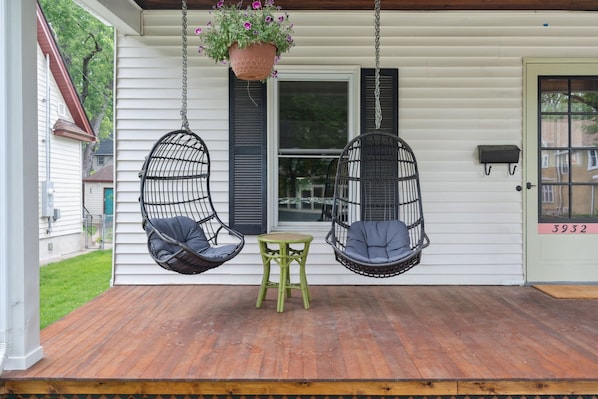 Floating chairs on the front porch