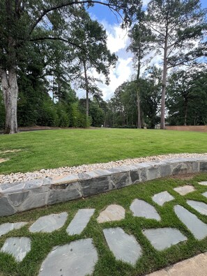 Large front yard for yard games.