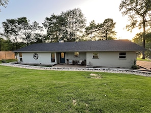 House sits on lake's point with beautiful views and privacy.