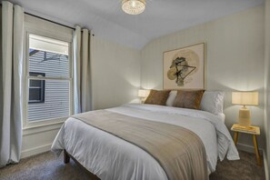 Serene Retreat offers a comfortable queen size bed for a restful stay