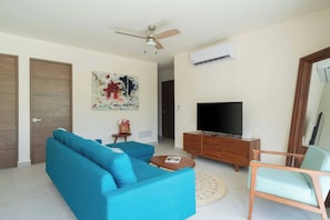 Sit back and relax with friends or family in this one-of-a-kind living room, enjoying your favorite movies and TV shows on your preferred streaming service.