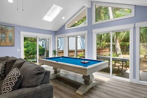 Game-Ready Living Area with Pool Table & Lounge Seating