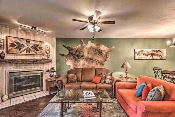 Our luxury mountain condo with a fabulous deck has all the amenities you need. 
