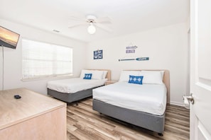 Recharge in a quiet, thoughtfully styled bedroom with everything you need for a good night’s sleep.