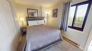 Indoors, Bed, Furniture, Lamp, Painting