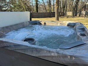 6 person hot tub with  jets for a perfect water massage. Backyard is fully fenced in for kids and pet owners. 