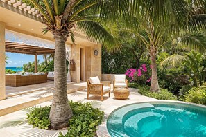 Spectacular heated pool with ocean views and luxurious outdoor furniture