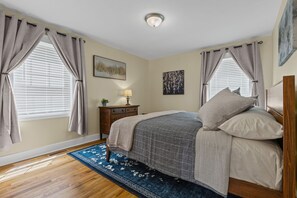 Your king sized BeautyRest Black Series mattress and black out curtains ensure a restful night sleep (or late sleep-in) 