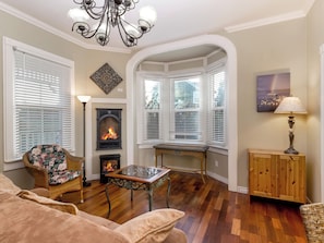 Cozy living space with gas fireplace