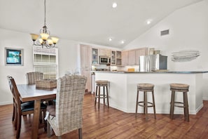 The elegant dining area offers space for the whole crew