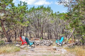 Gather around the firepit under a starry night sky