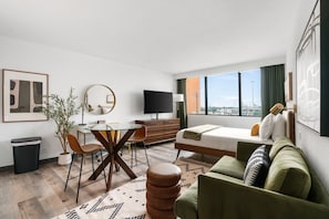 Make yourself at home in this sleek, thoughtfully designed living area made for comfort.