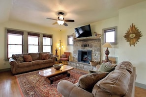 Living Room Area with Electric Fireplace