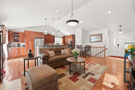 Spacious living room area attached to the kitchen