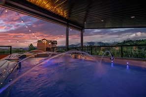 Rooftop hot tub/swim spa combo.