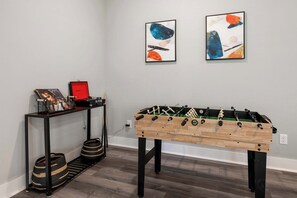 Indulge yourself in a game of foosball or dance to music.