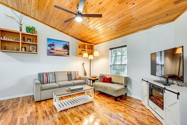 A comfy spot to watch TV, read, or hang out with friends.