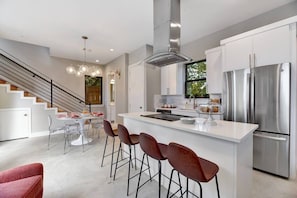 Open concept living and dining area