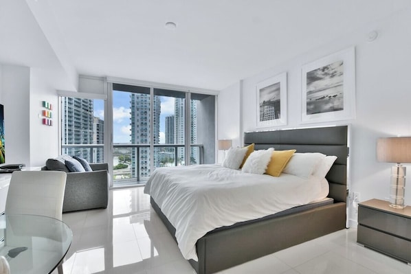 King Size bed with goose down comforters