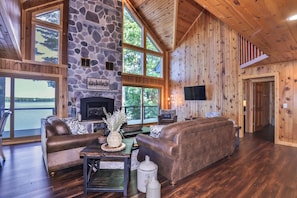 Cozy up around the fireplace at the end of the day