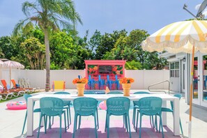 Pool view from the outdoor dining area
