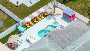 Drone shot of the pool area