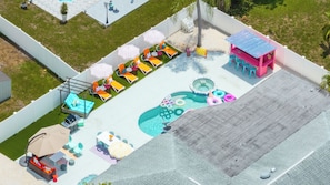Drone shot of the pool area