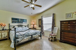 Spacious Primary Bedroom Suite with comfortable King Bed, Full Bath