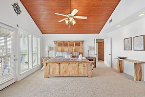 This bedroom has a king sized bed