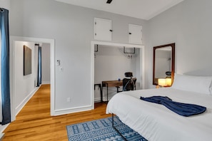 Closet nook with workspace and plenty of natural light.