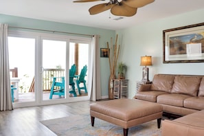 Living Room with Beachfront Deck