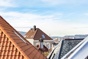 Scenic rooftop views over Bergen from the terrace