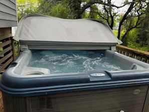 Soak under the stars in the hot tub!