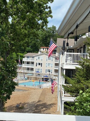 View of pool from decks