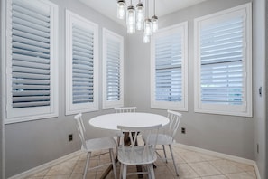 Enjoy a wonderful meal in this bright and stylish dining area.