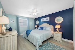 Relaxing bedroom with comfy king bed