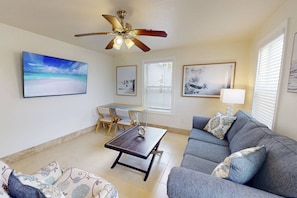 Each unit has a private living area with a queen-size pull-out sofa for extra sleeping space