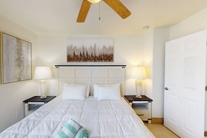 Two individual one-bedroom units, each with a king-size bed
