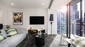Stunning city views from living room