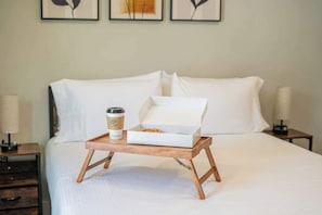 Grab the breakfast tray from the kitchen and enjoy a peaceful morning right from the comfort of bed.