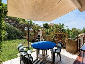 Furniture, Chair, Outdoor Furniture, Table, Outdoor Table, Shade, Garden, Kitchen & Dining Room Table, Backyard, Patio