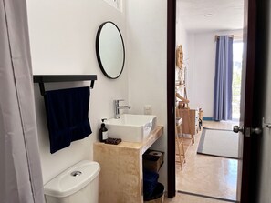 Full bathroom, shower with hot water