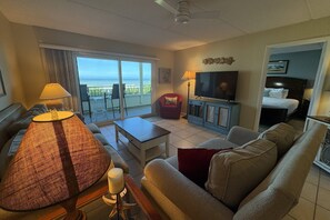 Take in the sights and sounds of the ocean from the comfortable living room and the spacious private balcony.