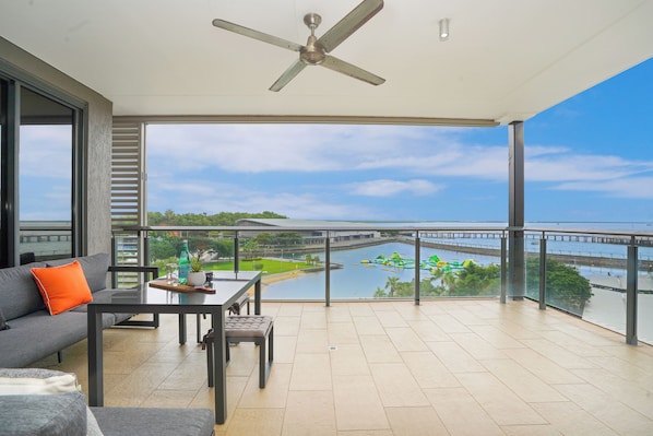 Balcony lounging in comfort with magnificent Lagoon views.