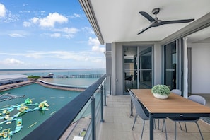 Outdoor dining setting with fantastic Lagoon views.