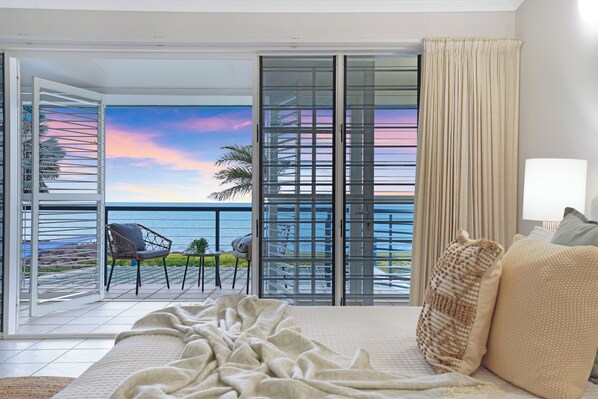 Master bedroom views and private balcony, morning coffees sitting on the outdoor setting.