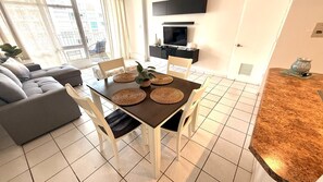 Living room and dining area