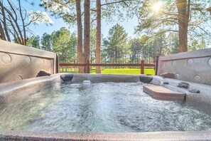 Outdoor Space | Private Hot Tub | Single-Story Cabin