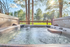 Outdoor Space | Private Hot Tub | Single-Story Cabin